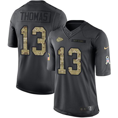 Nike Chiefs #13 De'Anthony Thomas Black Men's Stitched NFL Limited 2016 Salute to Service Jersey - Click Image to Close
